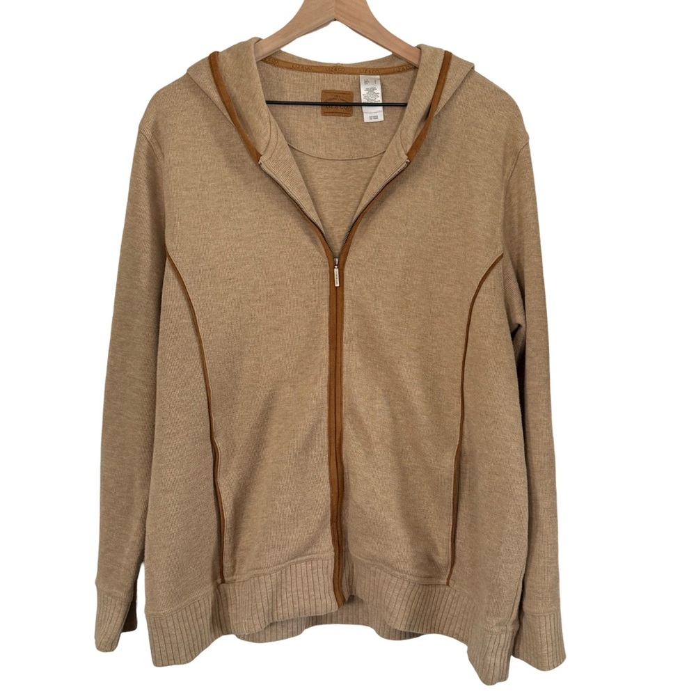 Liz & Co. Zip-Up Hooded Knit Jacket | 100% Cotton | Size L - Picture 2 of 6